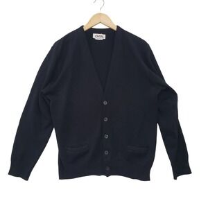 Vintage 90 Mens Black V Neck Cardigan Sweater USA Grandpacore Normcore Casual